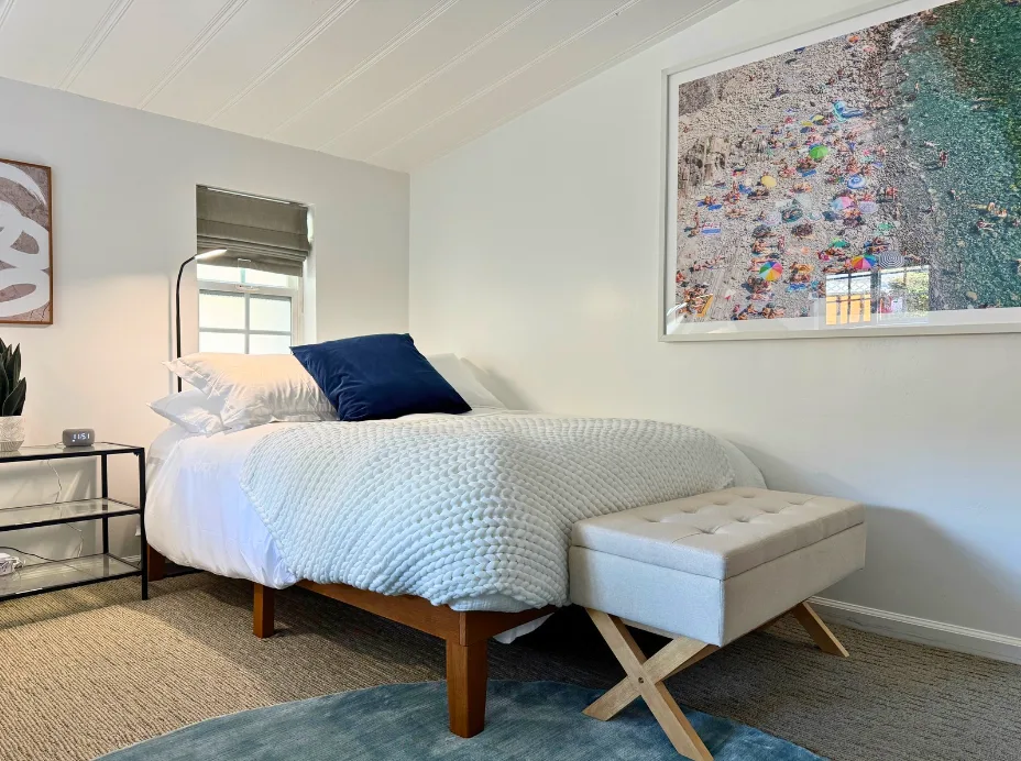 A bedroom at The Truth House in Laguna Beach.